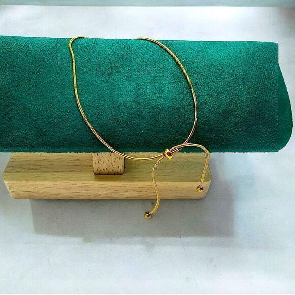 Gold Anklet l Stainless Steel l Ball Adjustment l New - Picture 3 of 9